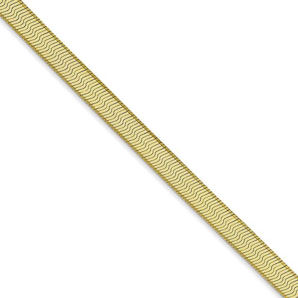 4mm 10k Yellow Gold Solid Herringbone Chain Necklace 18 Inch